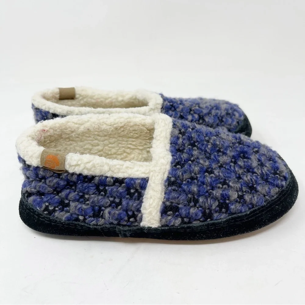 ACORN KIDS Unisex Blue Check L’IL JAM MOC Kids Moccasin Slippers Fleece Size 1-2